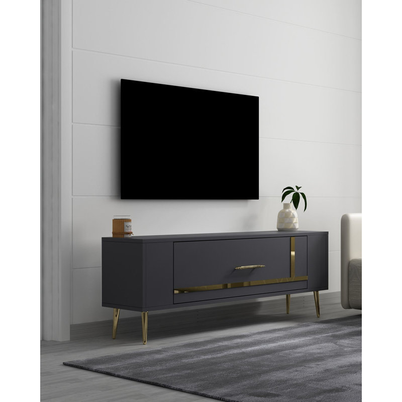 Olivia Unfinished TV Stand, 120cm, Grey/Gold