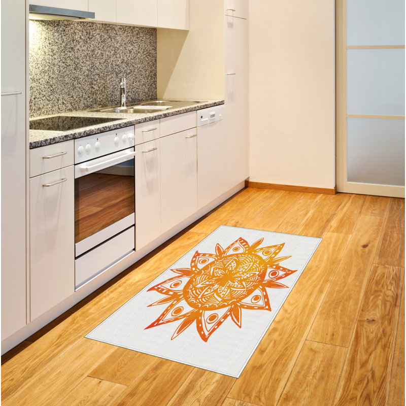 Orange High Density Long Fiber Poly Threads Decorative Area Rug Carpet, Rectangle 4' x 5'8"