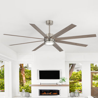 Ventilateur de plafond 72 po avec lumière, 8 pales réversibles, moteur à courant continu silencieux et télécommande