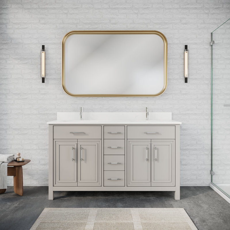 Sibilla 60 po Meuble-lavabo avec tiroir, Gris chaleureux