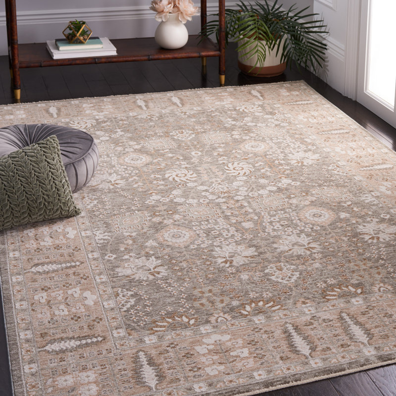 Tapis vert sauge / beige Hollypark, Rectangle 5 pi 3 po x 7 pi 6 po