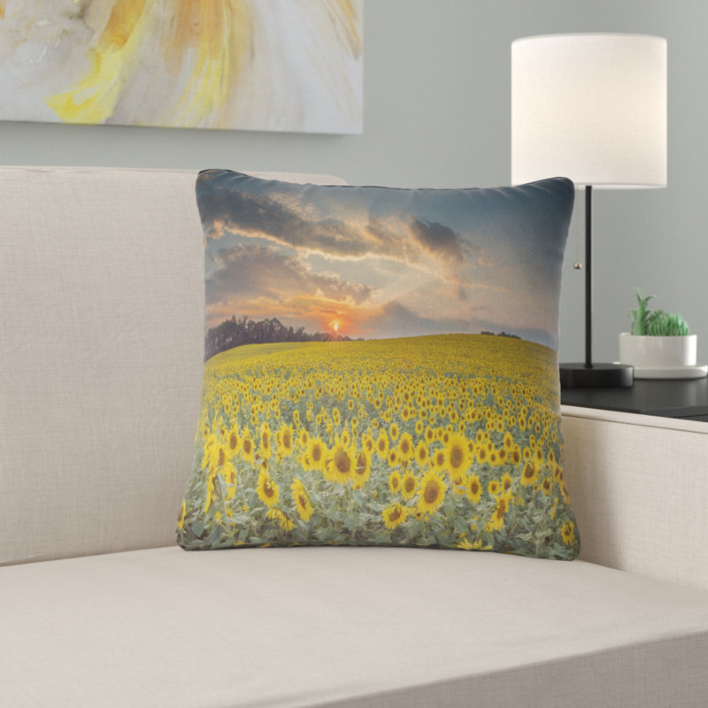 Coussin Sunflower Sunset, 16 po x 16 po, Coussin décoratif