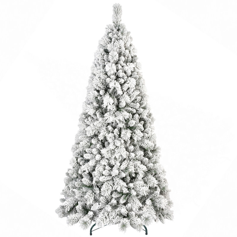 Arbre de Noël enneigé 6 pi avec 752 pointes, PVC enneigé et branches à aiguilles dures, structure à charnières pour une installation facile, support en métal stable