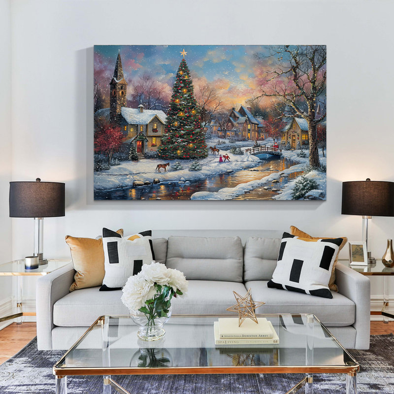 Art mural rétro sur toile, arbre de Noël rétro, H 12 po x l 18 po