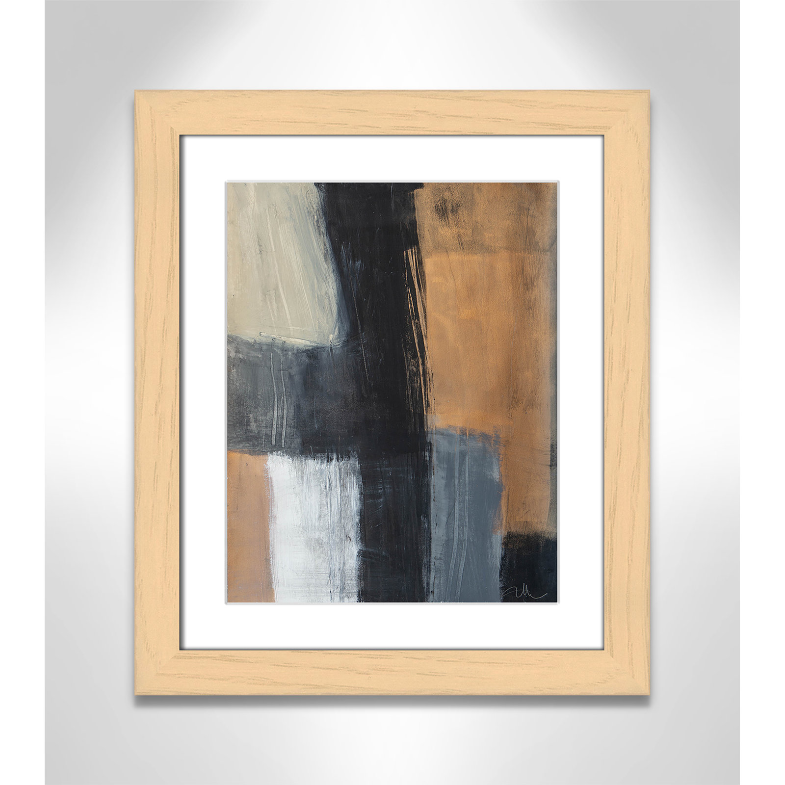 Calderon "Metallic Slate II" Print, 20.5" H x 17.5" W x 1.25" D, Natural Cube Frame Matted