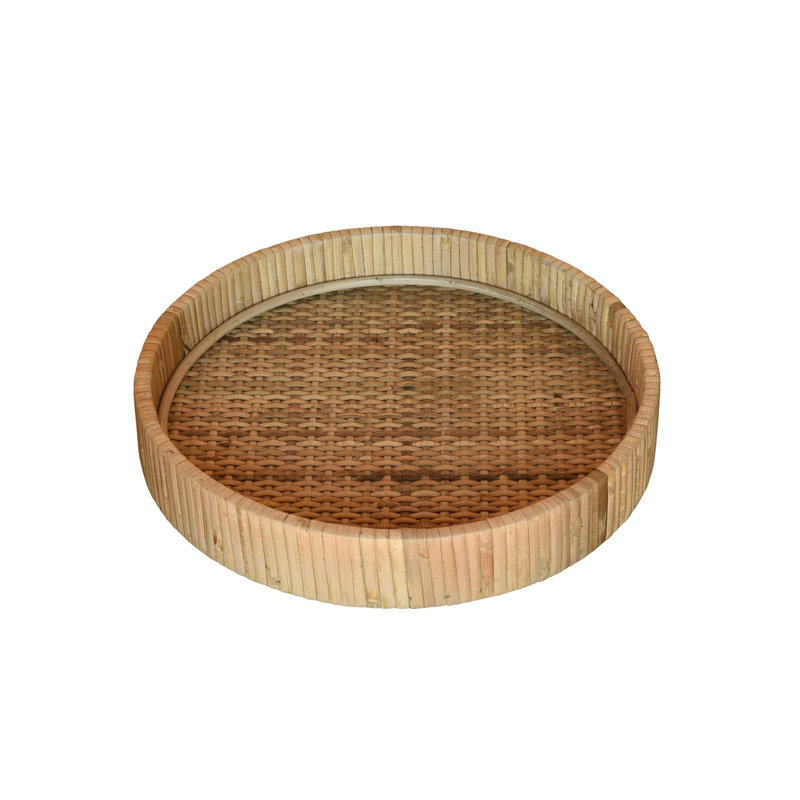 Plateau rond tressé en bambou, 9.50''