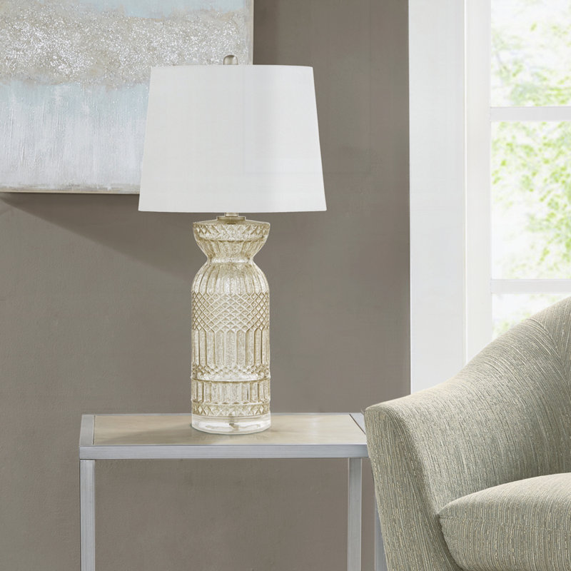 Lampe de table en verre texturé