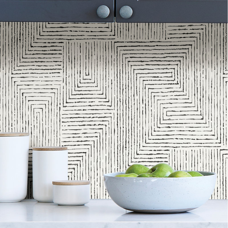 Ink Peel & Stick Geometric Roll, Black