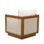 Fauteuil club Paola en acacia et polyester enduit de PVC, beige