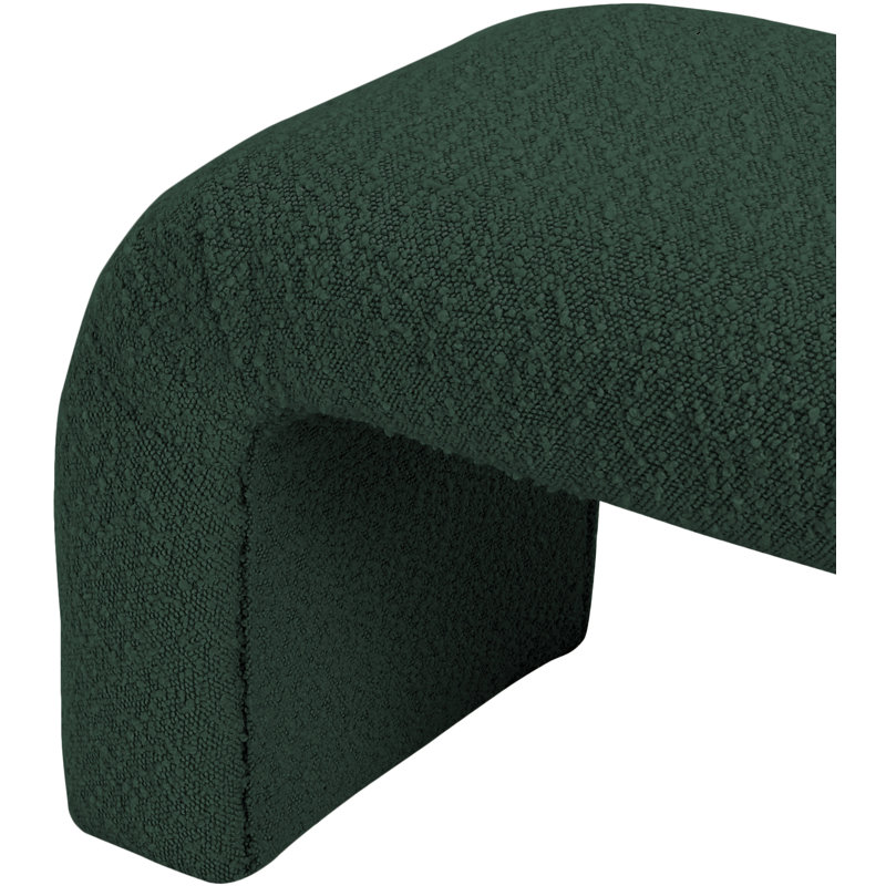 Niagara Upholstered Bench, 17.5" H x 28" W x 15.5" D, Green Boucle Fabric