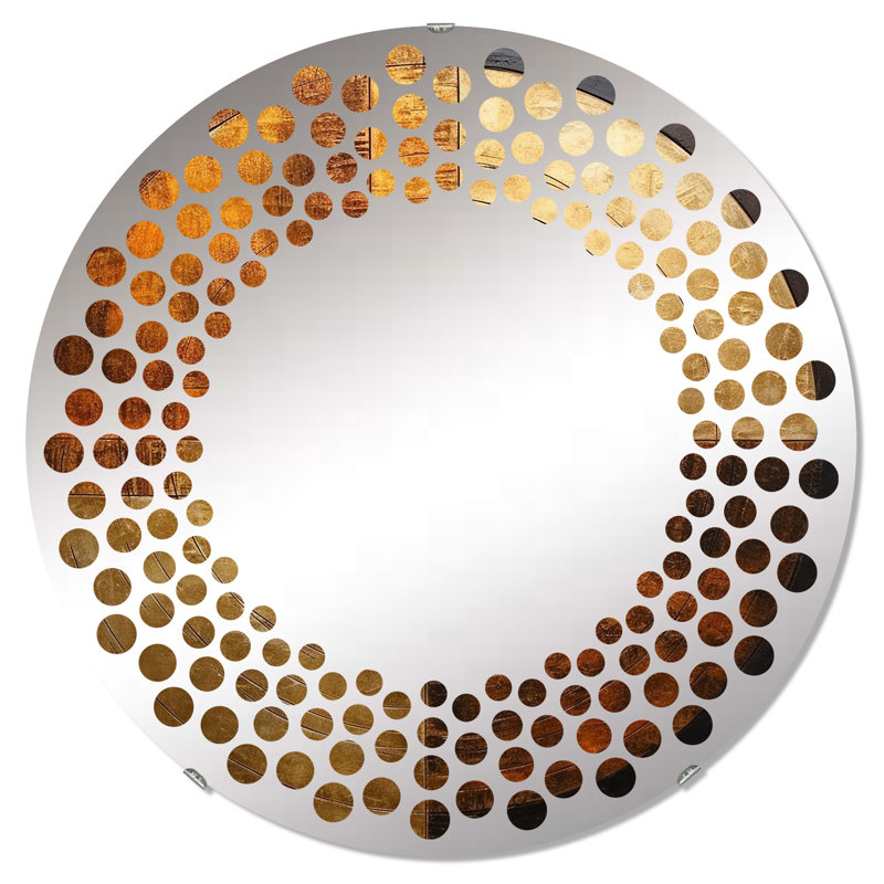 Circle Mirror, 24" H x 24" W, Brown/Yellow