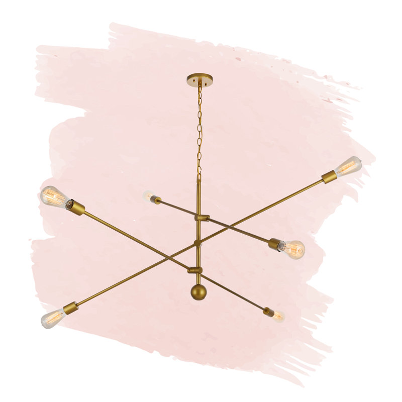 Whelchel 6-Light Dimmable Sputnik Chandelier, 82" H x 55" W x 55" D, Brass