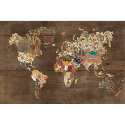 " Pattern World Map On Wood " by Laura Marshall
