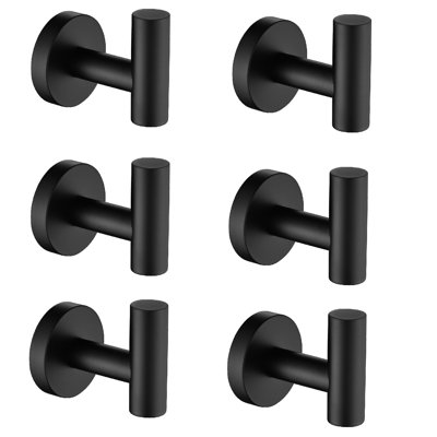 Bathroom Stainless Steel Towel Hooks Wall Mounted 6-pack