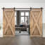 Porte de grange en bois massif lambrissé et métal-86645871-86645854