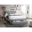 Tête de lit luxueuse en velours côtelé gris de luxe avec lit tapissier-923577250
