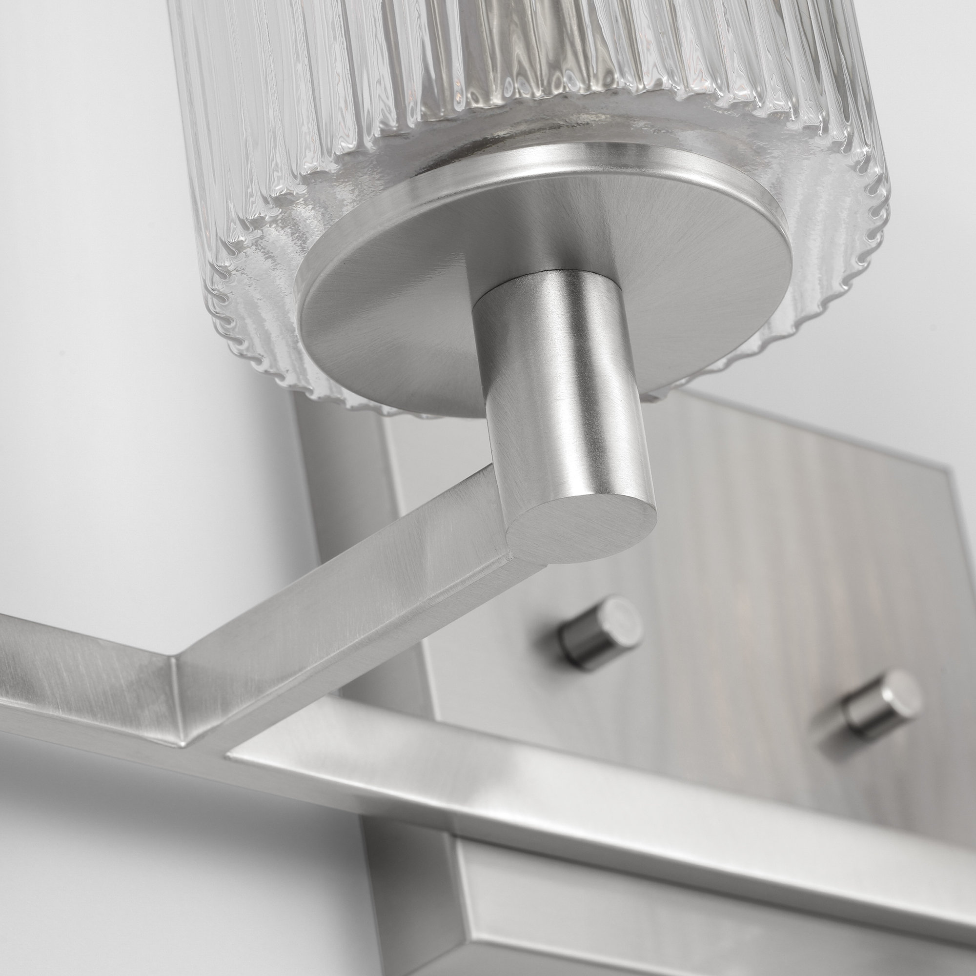 Luisa bath wall sconce with clear fluted glass shades, 4, Brushed Steel