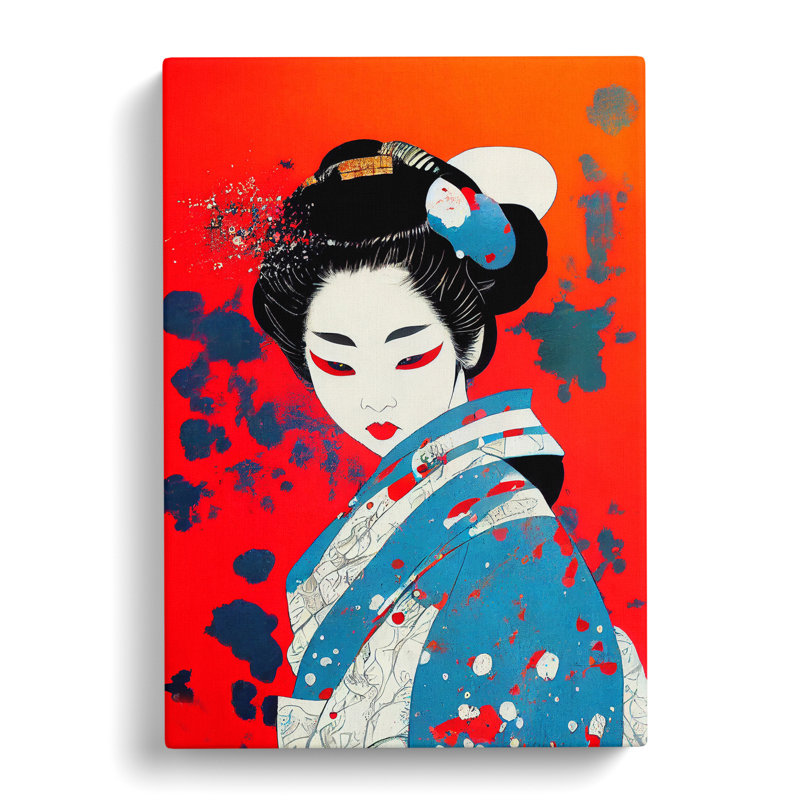 Splashed Geisha No.4 - Wrapped Canvas, 50cm H x 35cm W x 3cm D
