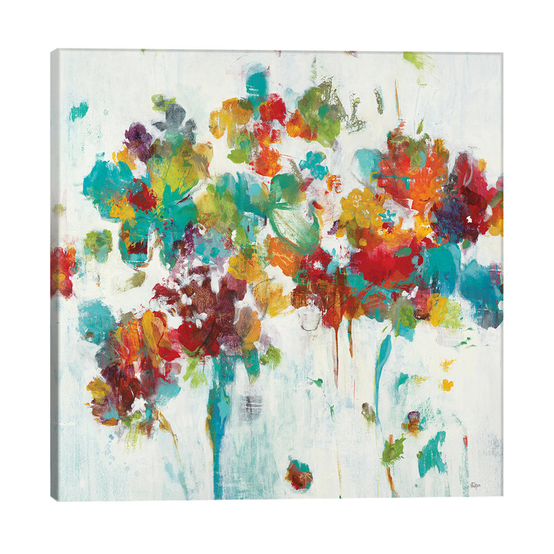 Coloured Blooms by Lisa Ridgers - Wrapped Canvas Painting, 93.98 cm H x 93.98 cm W x 3.175 cm D