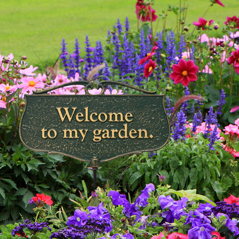 Panneau décoratif en fonte d'aluminium Welcome To My Garden, vert