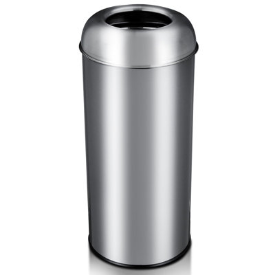 17 Gal / 65L Open Top Trash Can Commercial Grade Heavy Duty Tall Commercial Trash Can Brushed Stainless Steel