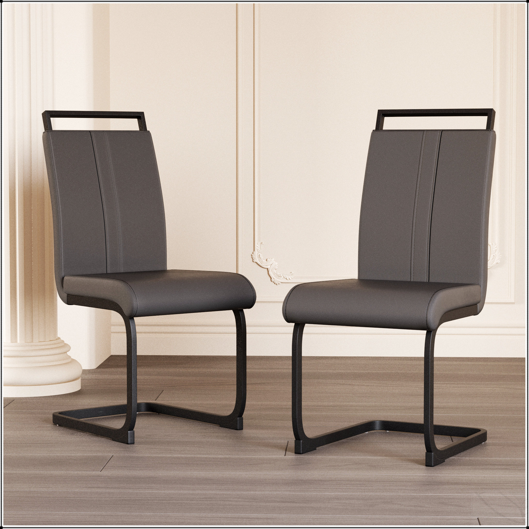 Latitude Run® Modern PU Faux Leather High Back Dining Chairs With ...