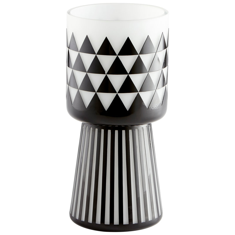 Vase de table en verre noir / blanc Vector, H 12,25 po x l 6 po x P 6 po