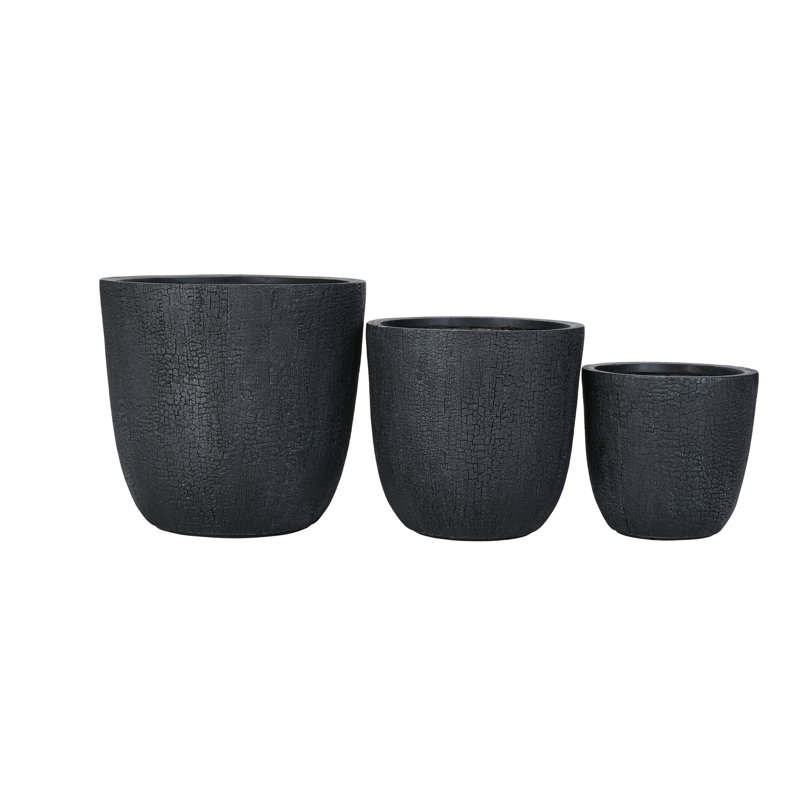 Lightweight  Planter Set Of 3, Black