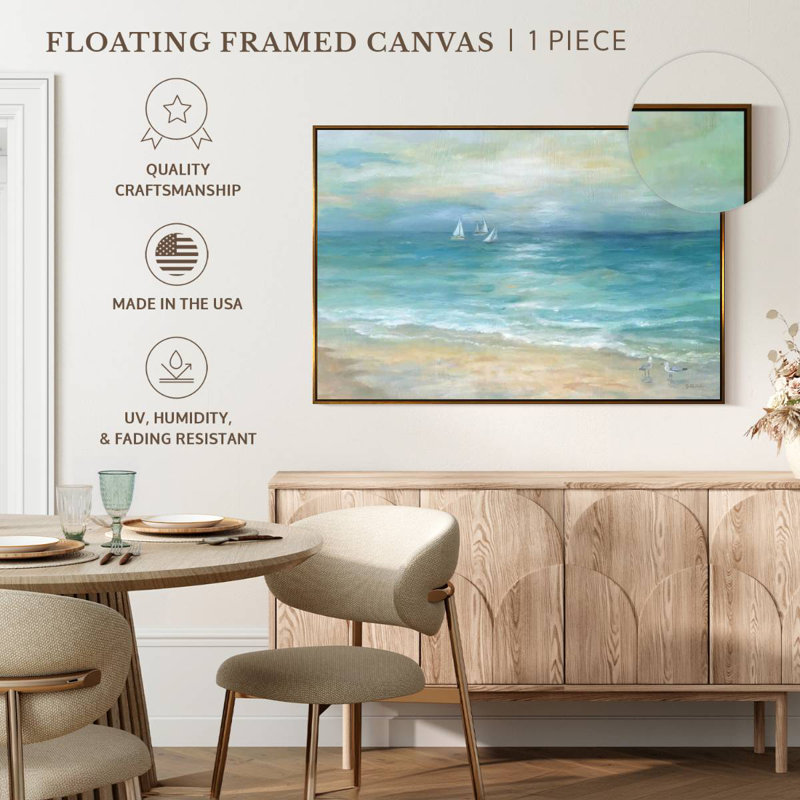 Paysage de l'île Azemar, Cadre flottant doré, 43 po x 29 po
