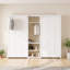 Lit escamotable simple et simple en métal avec garde-robe, tablettes de rangement et prises de courant intégrées, conception 2 en 1 compacte, L 112,5 po x l 82,8 po x H 82 po