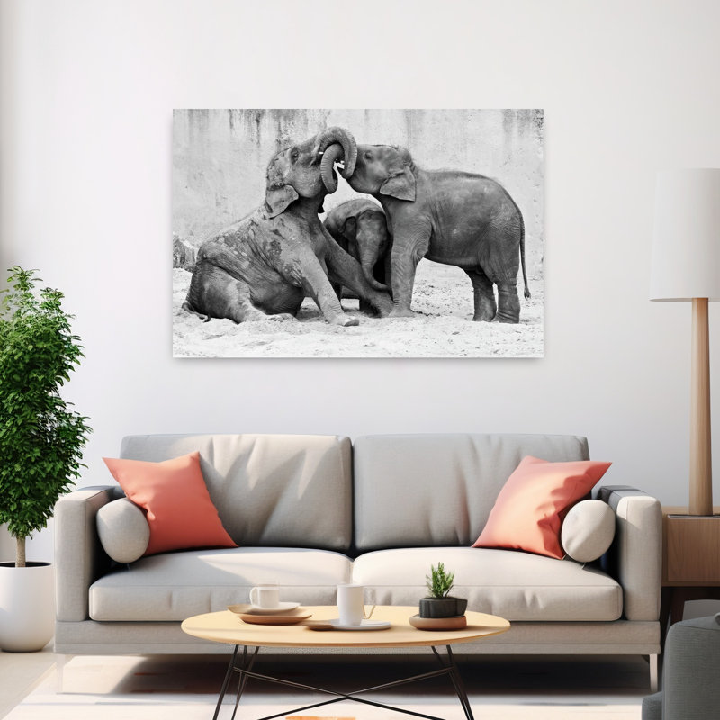 Playful Elephant Calves by Antje Wenner-Braun - Wrapped Canvas Print, 152.4 cm H x 101.6 cm W