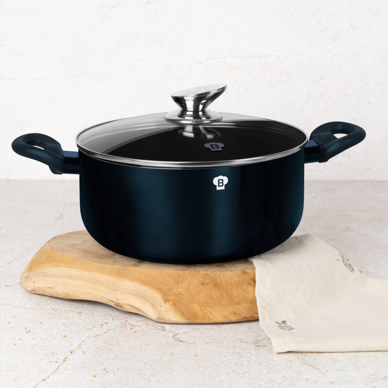 Blaumann 4.43L Pressed Aluminium Casserole Pan With Lid, Aquamarine