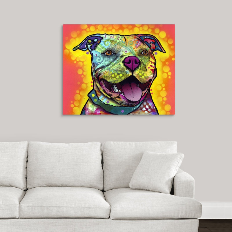 «Dewey Pit Bull» par Dean Rusco - reproduction, Toile, H 38 po x l 48 po x P 1,5 po
