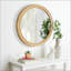 Miroir mural rond de style campagnard, miroir décoratif avec cadre en bois vieilli vintage pour entrée, chambre à coucher, bureau-1448610383