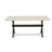 6 Piece Dining Table Set Contains a Rectangle Wooden Table with X-Legs and 4 Black Color Linen Fabric Parson Chairs with a Bench, Wire brushed Black-841675612-841440837-841440836