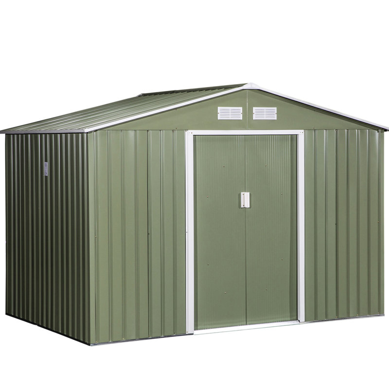 9' X 6' Outdoor Shed - 2 Sliding Doors, 4 Vents, Stable For Backyard, Garage, Lawn Care Accessories Storage 9.1'L 6.4'W With Foundation, , Tools