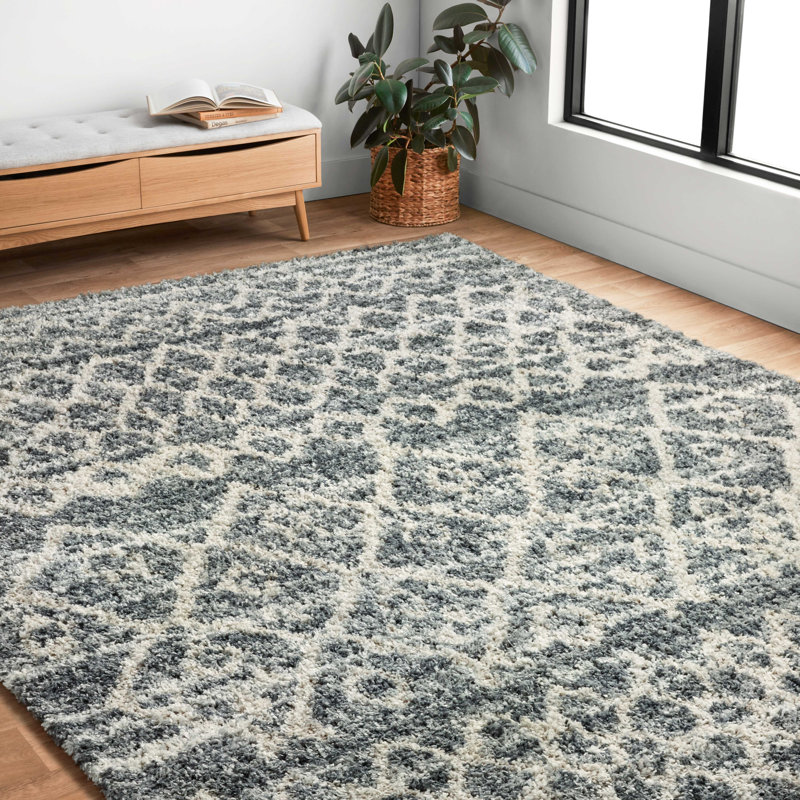 Tapis gris à motif géométrique Hico, Rectangle 5 pi 3 po x 7 pi 6 po