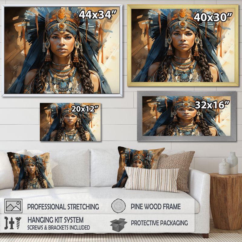 Chiou tribu africaine - Ashanti royauté - art mural tribal africain, H 30 po x l 40 po x P 1,5 po, Toile tendue