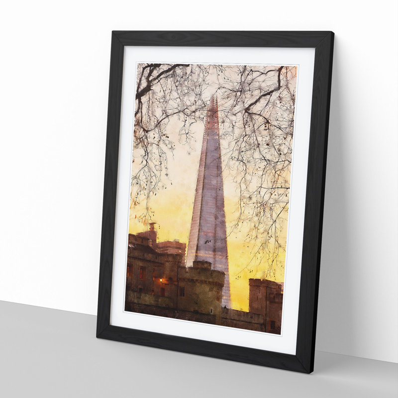 The Shard in London Vol.2 - Framed Print, 65cm H x 48cm W x 2cm D, Black Framed