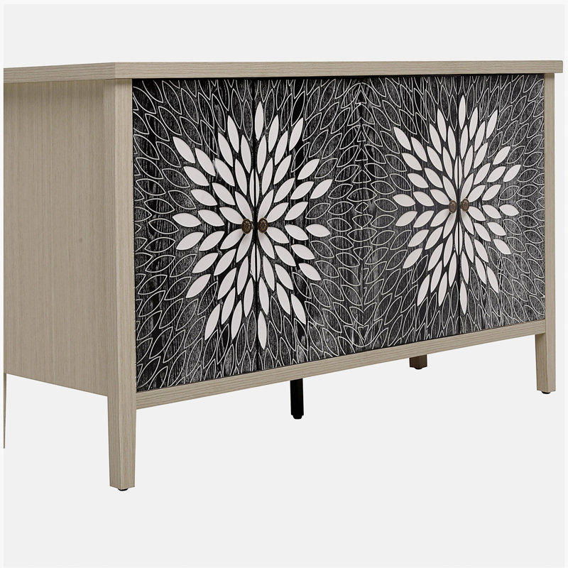 Sideboard Buffet Cabinet, Storage Cabinet with Storage,Modern Storage Cabinet with 4 Doors & Adjustable Shelves for Living Room, Dining Room, Kitchen and Entryway