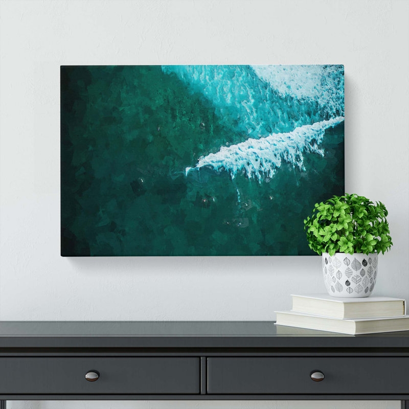 Surfers In The Great Ocean - Wrapped Canvas Print, 40cm H x 60cm W x 3cm D