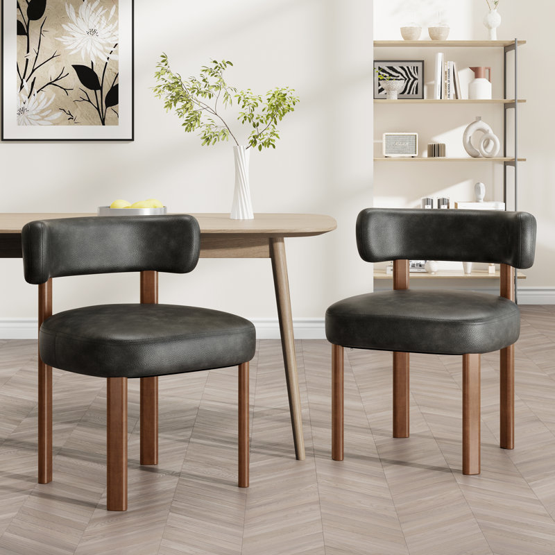 Chaise d'appoint rembourrée en similicuir, Noir