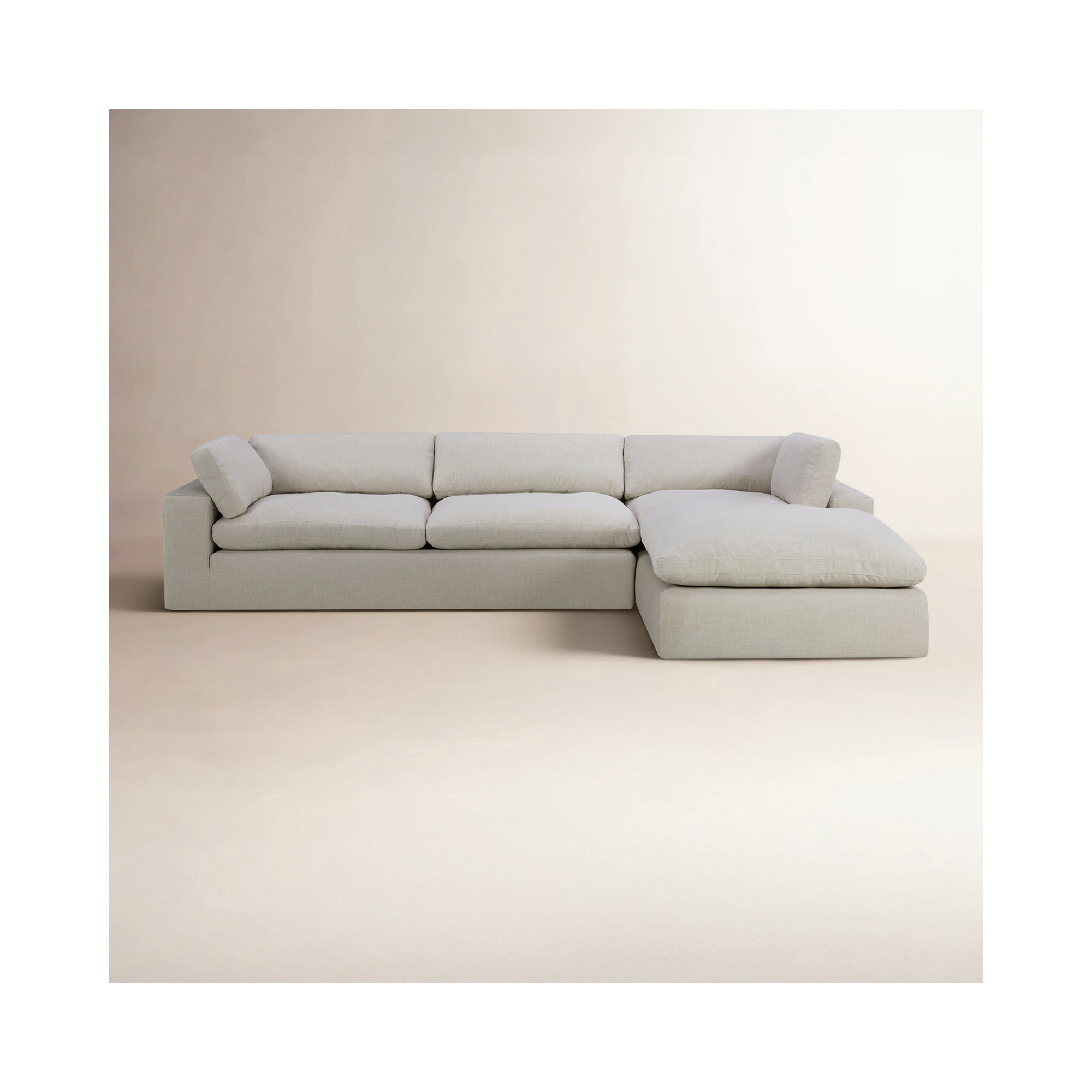 Asher 2 - Piece Upholstered Chaise Sectional, Right Hand Facing, Effie Linen Performance Linen
