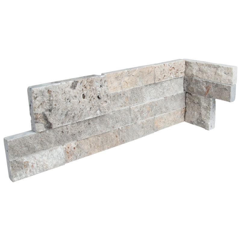 Stonecrest 6 in. x 18 in. Split Face Natural Stone Ledger Corner Wall Tile, Argento Way