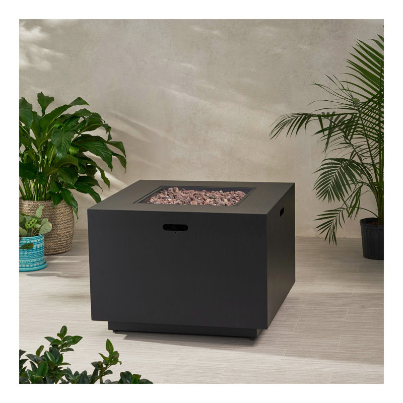 SQUARE IRON FIRE PIT-50 000 BTU, Dark Gray