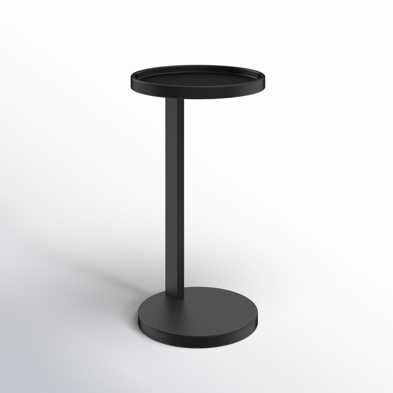 Steel Tray Top Pedestal Plant Stand, Black