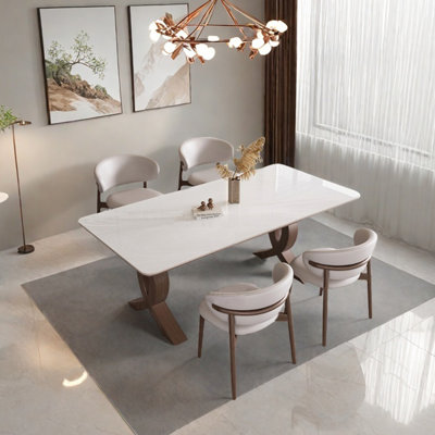 Minimalist ash wood dining table set