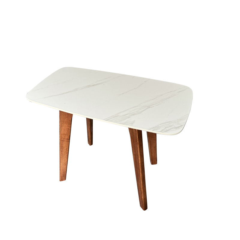 Table de bout Katherline, Blanc, Bois foncé