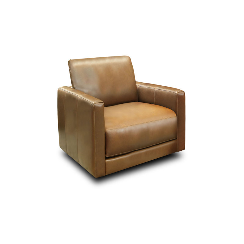 Raffa Leather Swivel Club Chair
