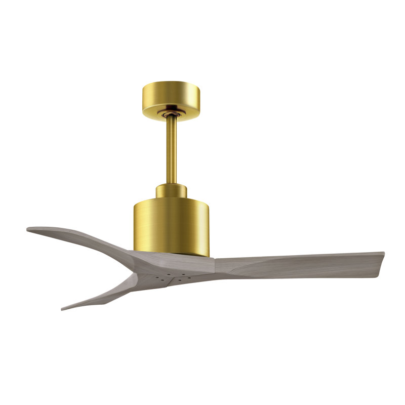 Nan 42" Ceiling Fan In Blades, Gray Ash Tone, Brushed Brass